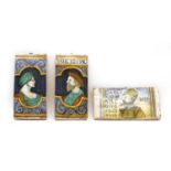 Three Renaissance style Italian pottery wall tiles,