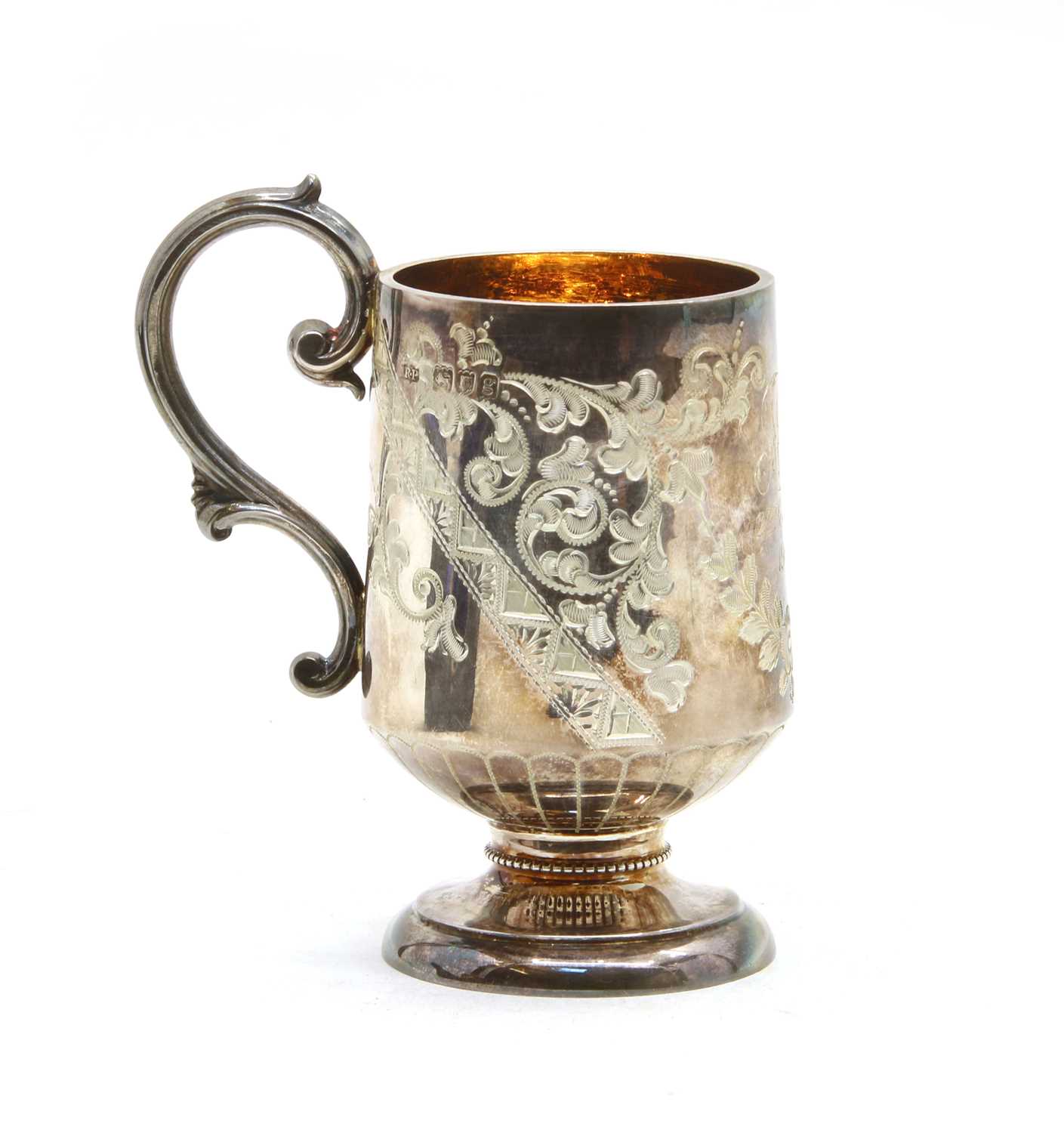 An Edwardian cased silver Christening mug,