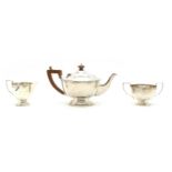 A George V silver three piece tea set,