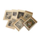 A collection of fourteen erotic French lithograph prints,