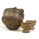 An Asian wood well bucket,