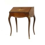 A rosewood inlaid bureau de dame,