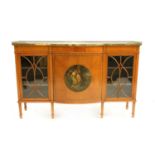 An Edwardian satinwood and line inlaid breakfront side cabinet,