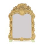 A French green painted and gilt wall mirror,