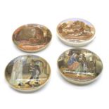 Eight 19th century Prattware pot lids