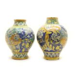 Two Italian majolica style jars,