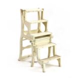 A late 19th century white painted metamorphic chair/library steps,