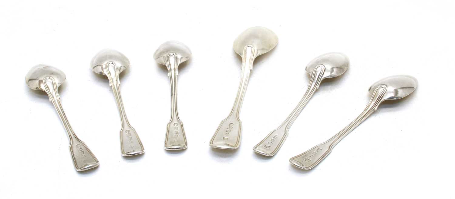 A set of five George III fiddle pattern and thread teaspoons, - Image 2 of 2