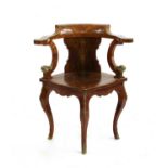 A French kingwood and ormolu mounted corner chair,