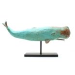 A painted model of a sperm whale,