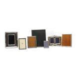 Six rectangular silver photo frames