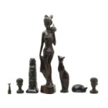 A collection of African hardwood carvings,