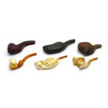 Three 19th century cased Meerschaum pipes