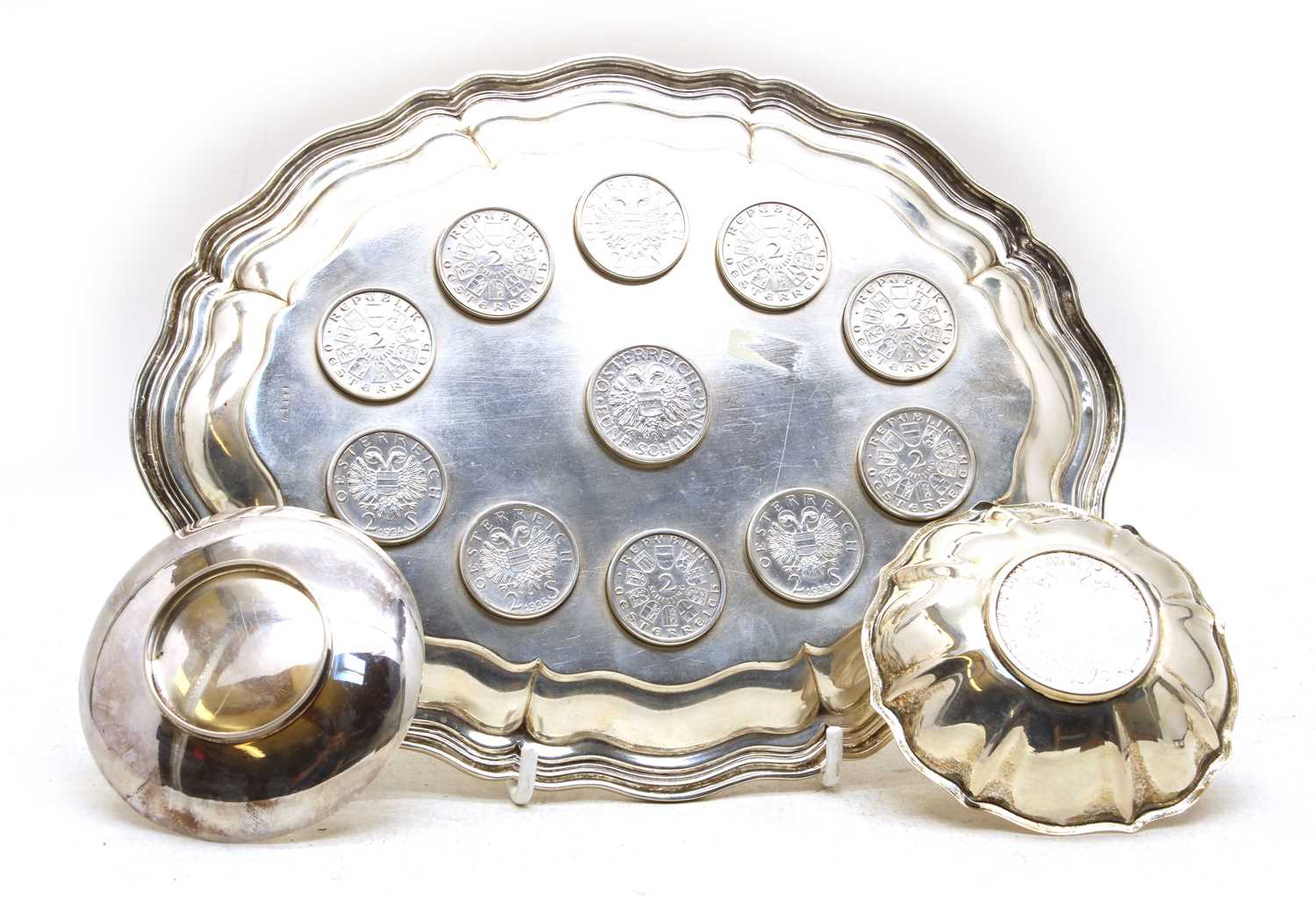 Swiss silver coin dish, - Image 2 of 2