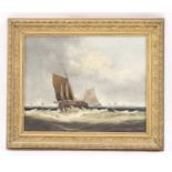 James Staunton (British, 19th Century), Sailing ship in choppy seas, oil
