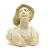 An alabaster bust of a lady