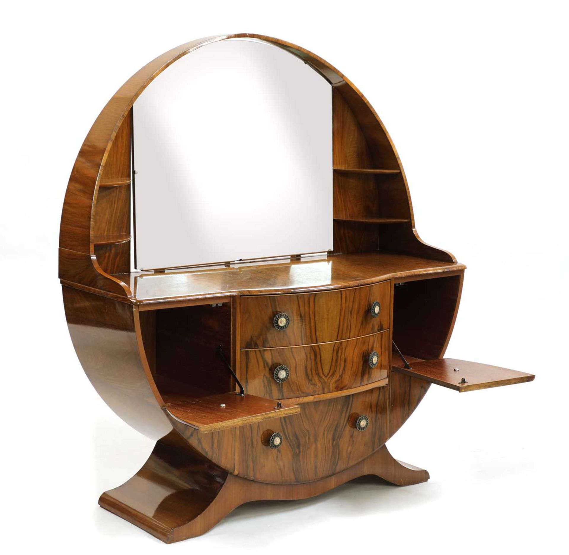 An Art Deco-style walnut veneered dressing table, - Bild 2 aus 4