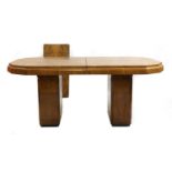 An Art Deco burr walnut extending dining table,
