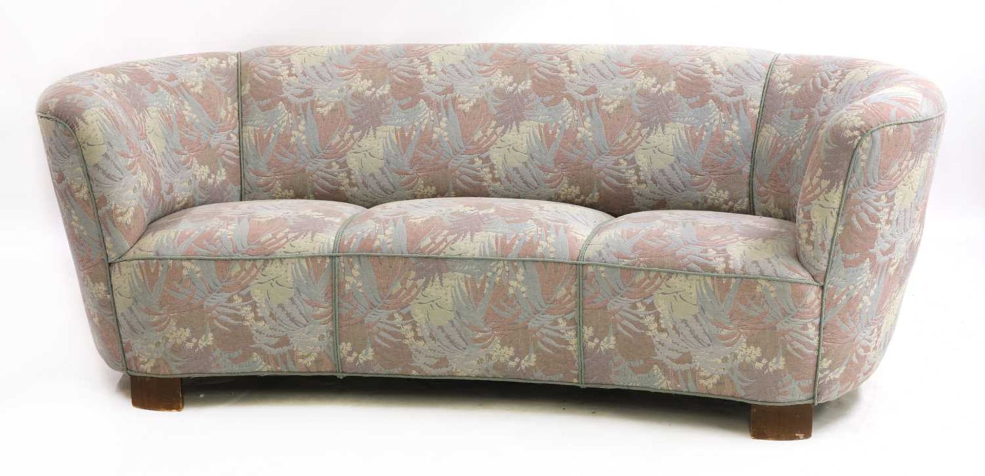 A Danish Art Deco 'banana-style' three-seater sofa,