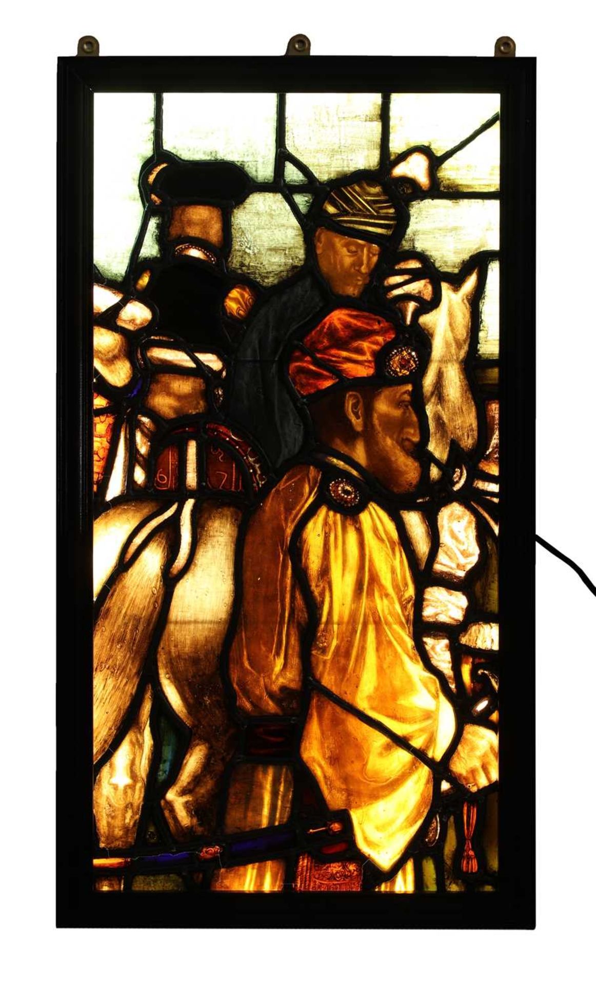 A large stained glass panel,