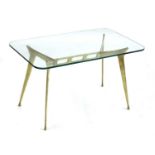 An Italian glass and brass coffee table,