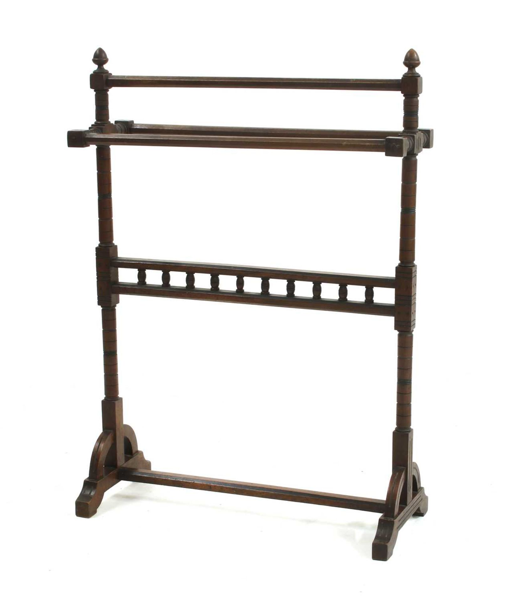 An Arts and Crafts walnut towel rail, - Bild 3 aus 3