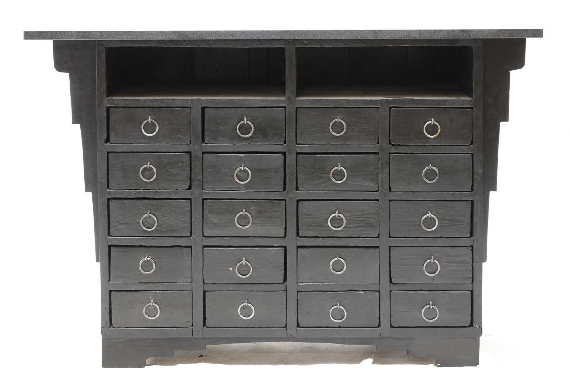 A French industrial chest of twenty drawers,