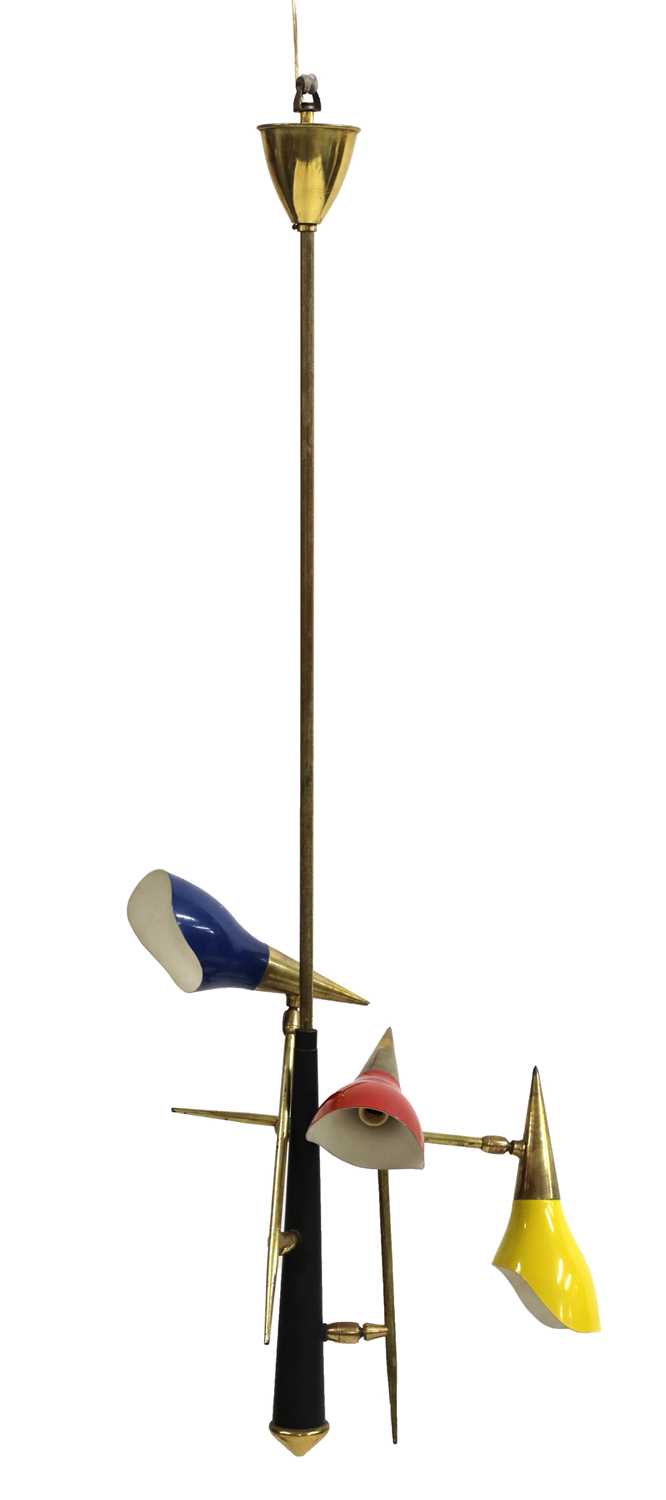 An Italian brass adjustable hanging light, - Image 3 of 13