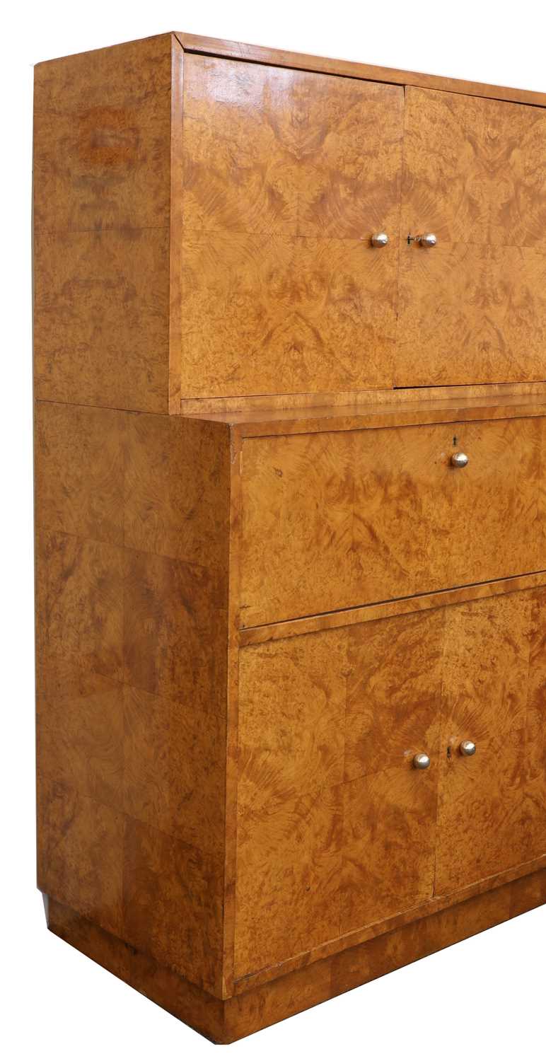 An Art Deco burr walnut secretaire cabinet, - Image 3 of 3