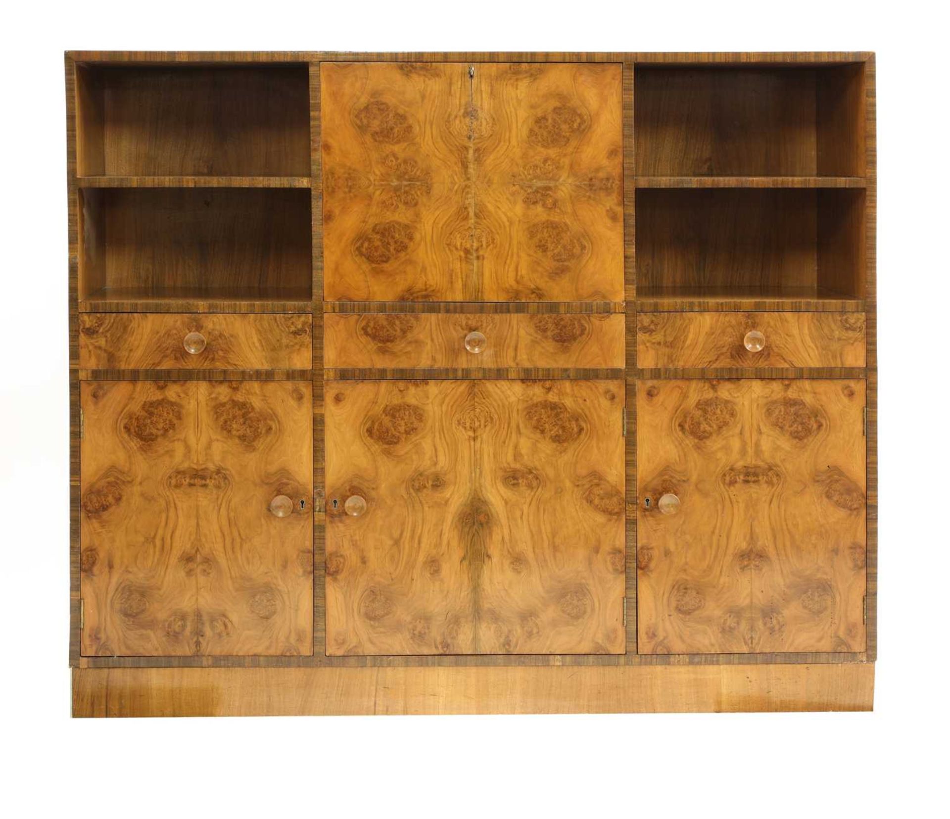 An Art Deco walnut secretaire,