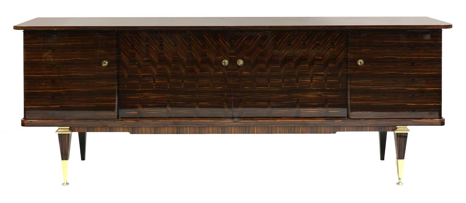 A French lacquered Macassar ebony sideboard,