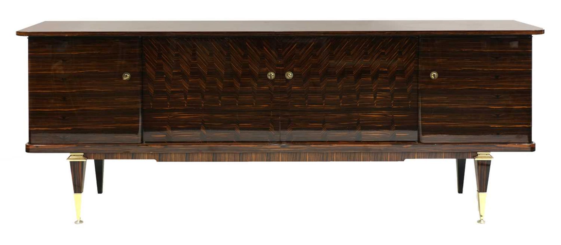 A French lacquered Macassar ebony sideboard,