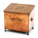 An Arts and Crafts copper log bin,