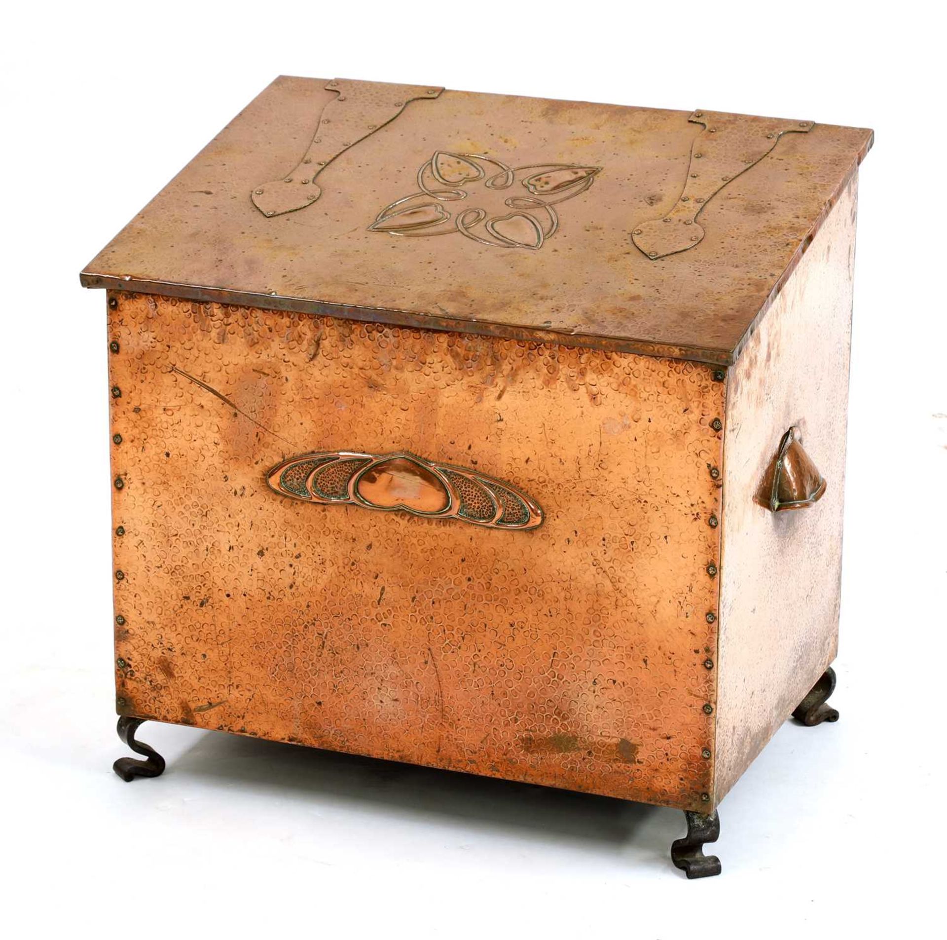 An Arts and Crafts copper log bin,