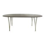 A Danish elliptical dining table,