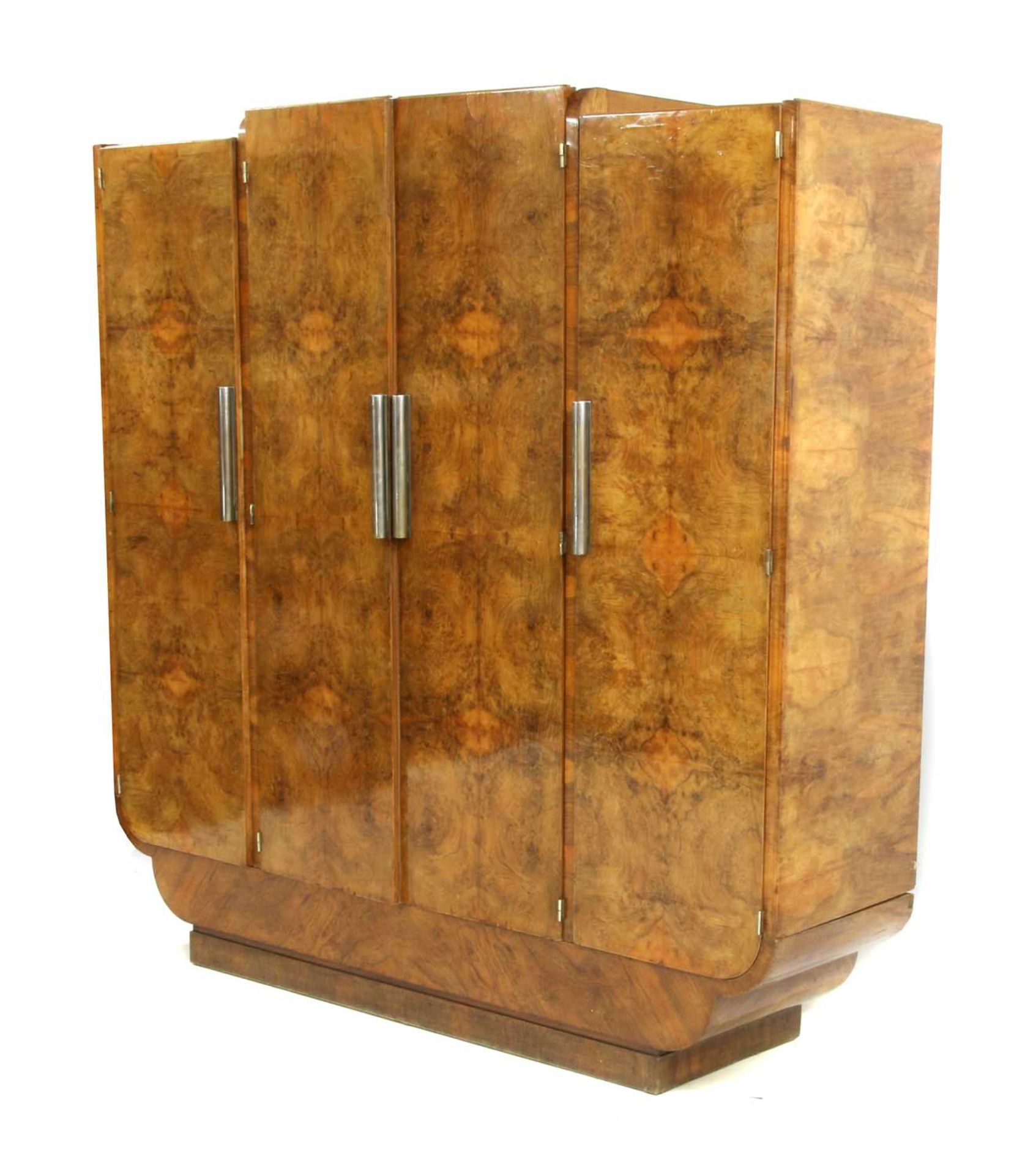 A large Art Deco burr walnut wardrobe, - Image 3 of 13