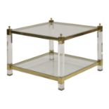 A brass and Lucite side table,