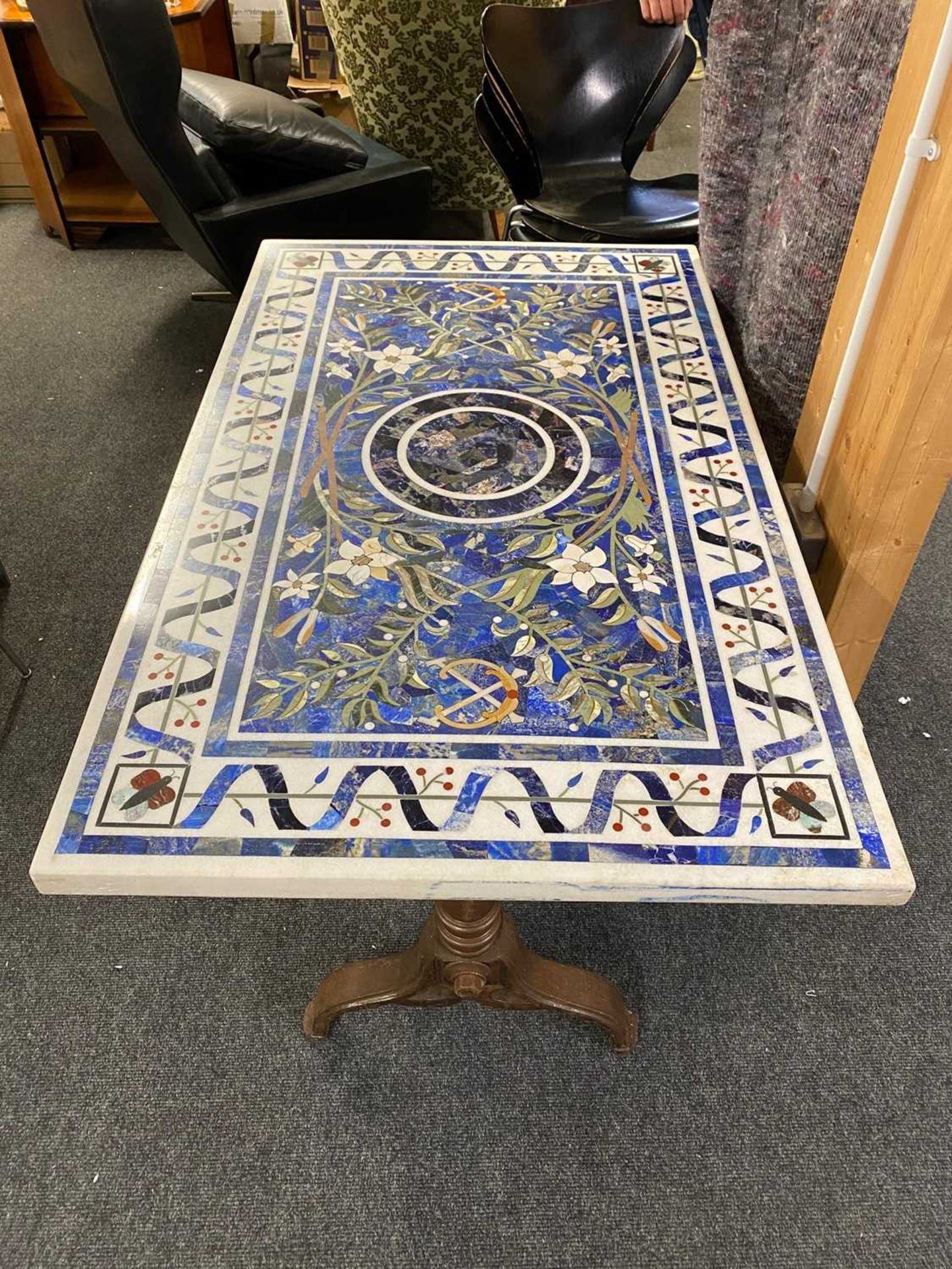 A pietra dura and marble slab top table, - Bild 4 aus 8