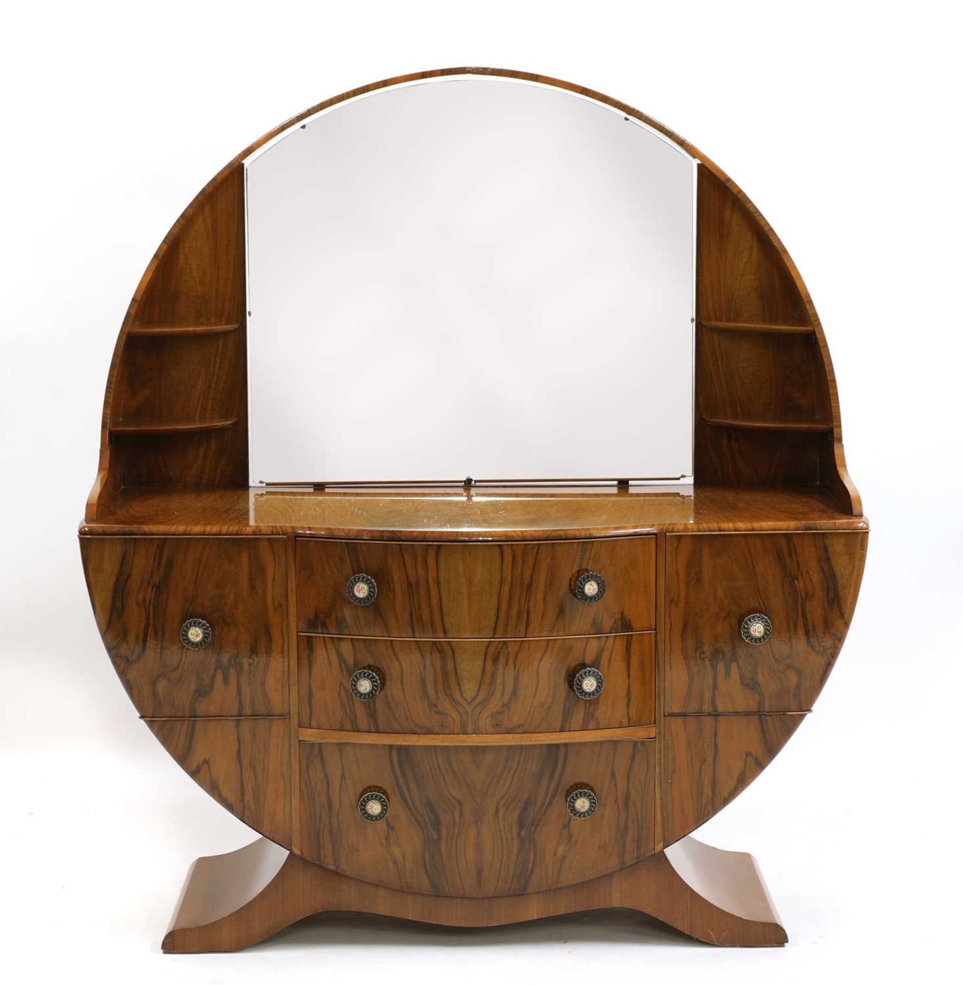An Art Deco-style walnut veneered dressing table,