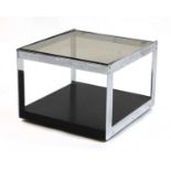 A Merrow Associates' chrome and glass coffee table,