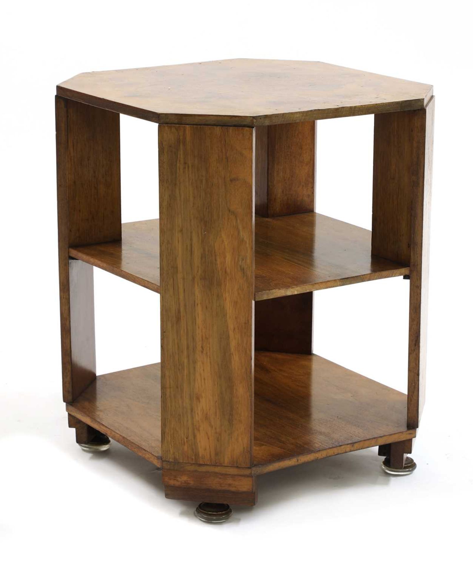 An Art Deco walnut book table,