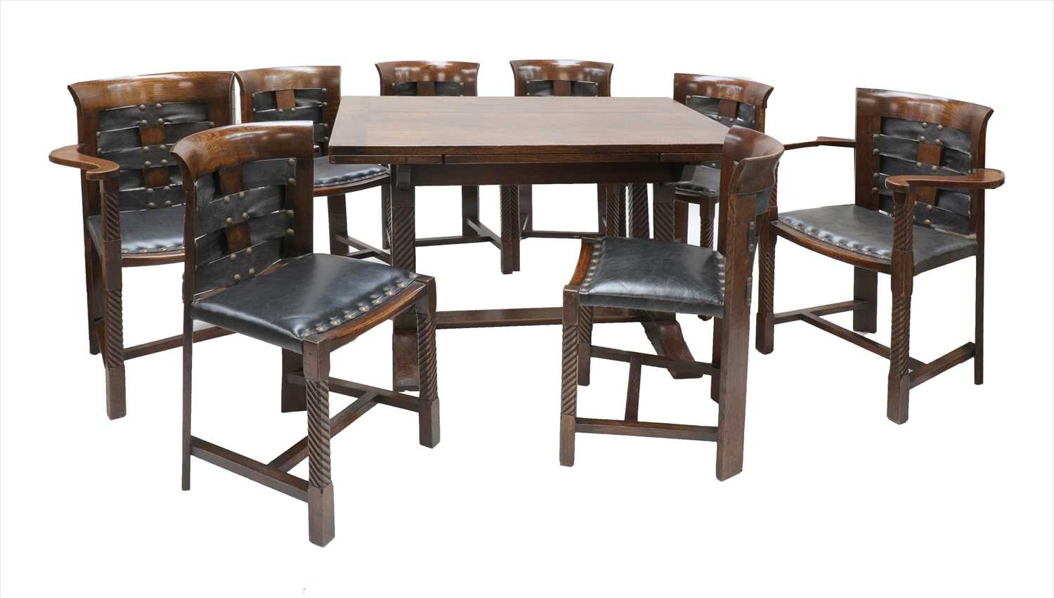 An oak dining suite,