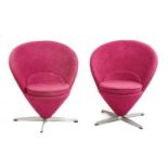 A pair of pink 'Cone' chairs,