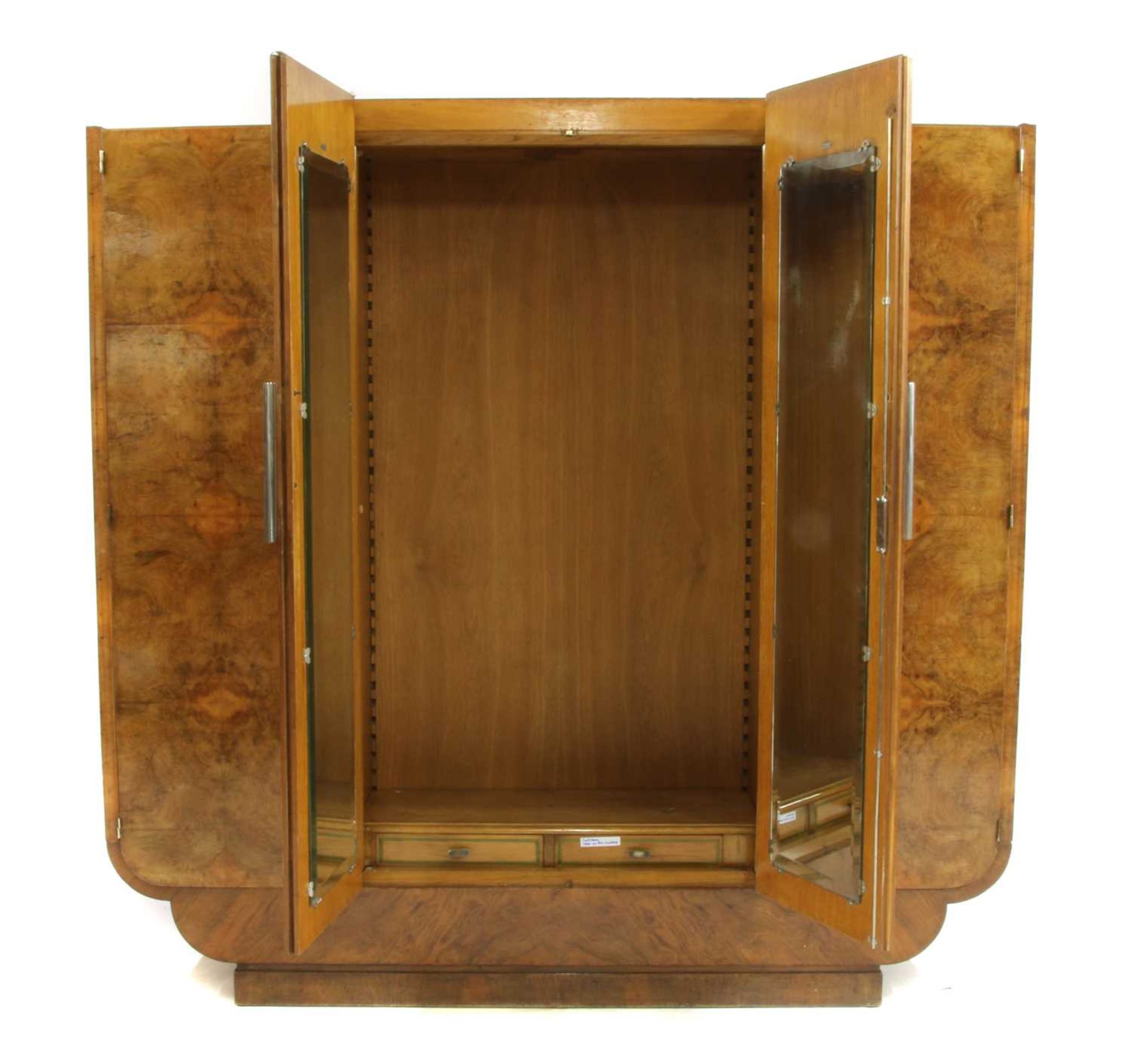 A large Art Deco burr walnut wardrobe, - Image 2 of 13