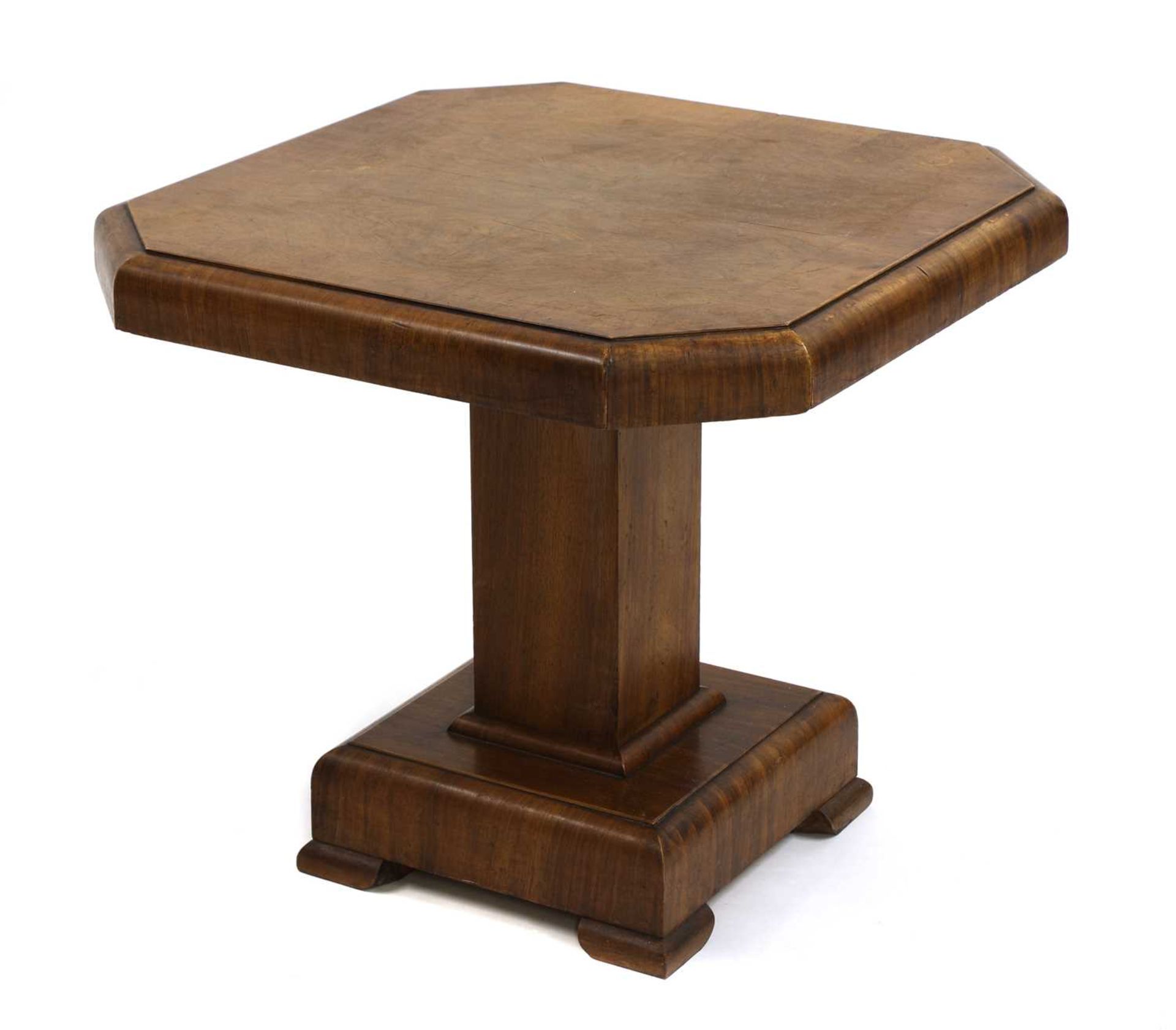 An Art Deco walnut lamp table,