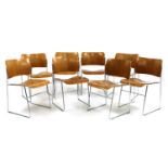 A set of eight stacking chairs,