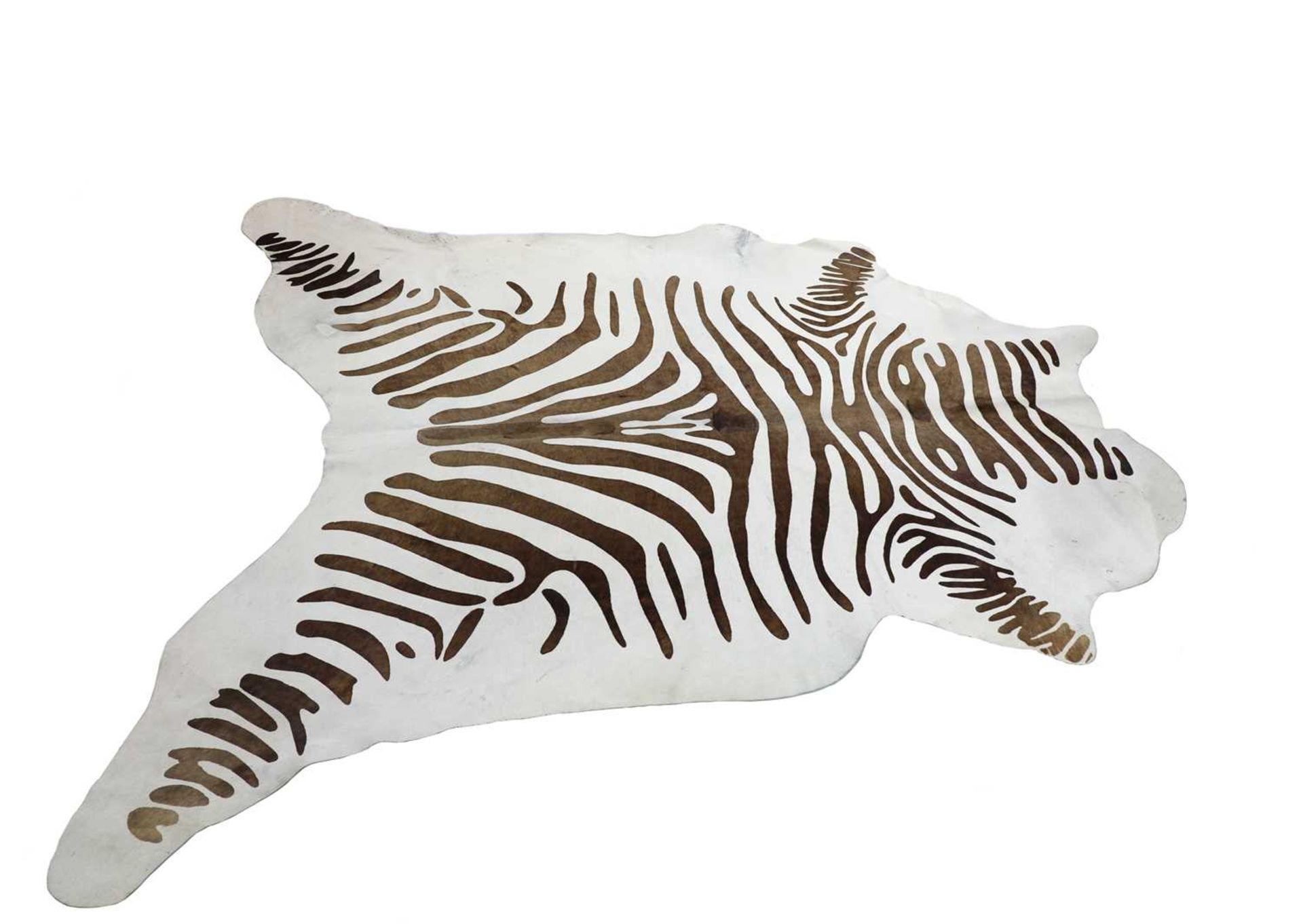 A Zebra skin rug,
