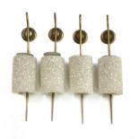 Two pairs of acrylic and brass wall lamps,