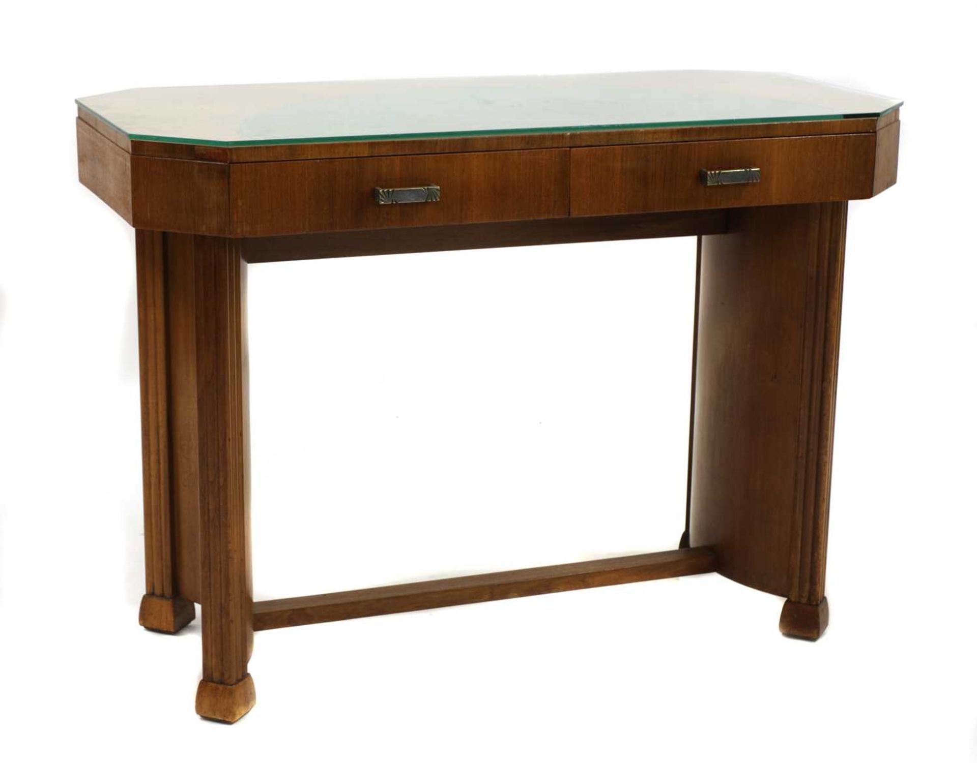 An Art Deco walnut desk,