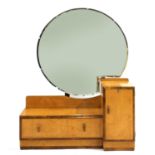 An Art Deco bird's-eye maple and walnut dressing table,